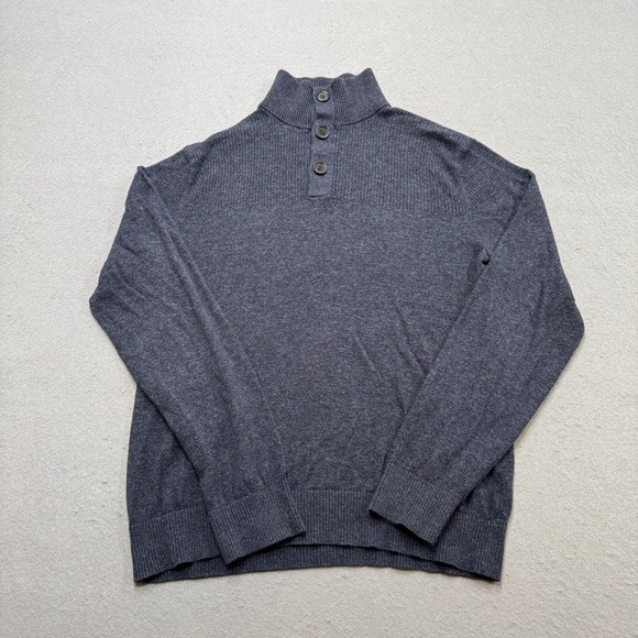 Banana Republic Other - Banana Republic Sweater Men's Small Gray Mockneck Henley Quarter Pullover Preppy